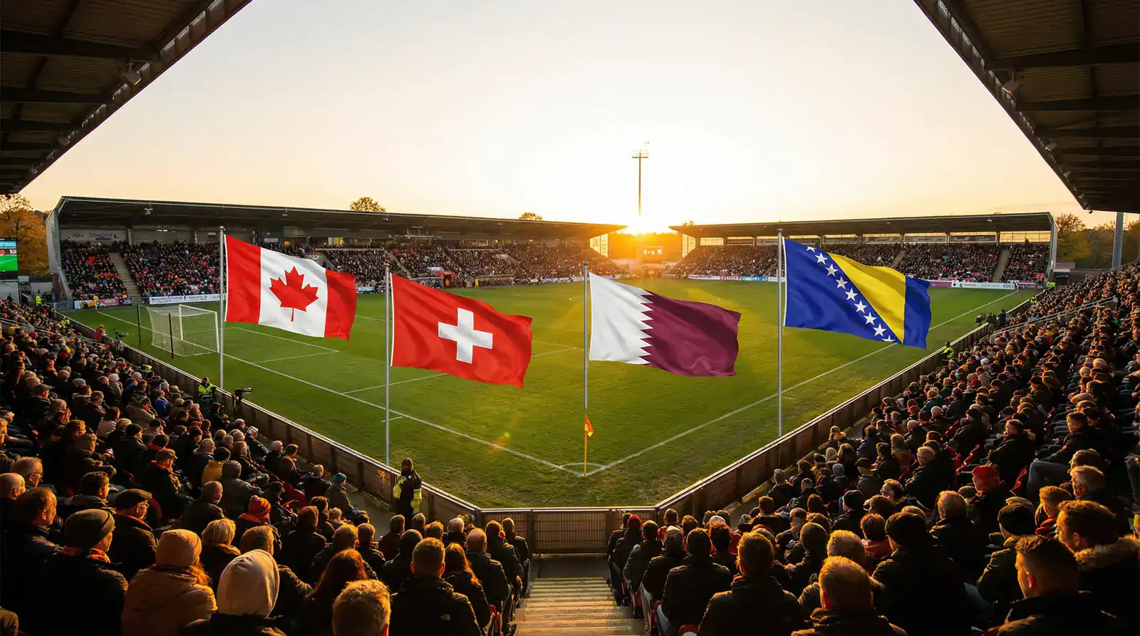 MM 2026 lohko B joukkueet Kanada Sveitsi Qatar ja Bosnia ja Hertsegovina