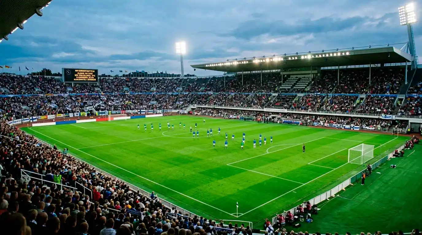 MM-stadionin nurmi ja katsomot ennen lohko G:n ratkaisevaa ottelua 2026