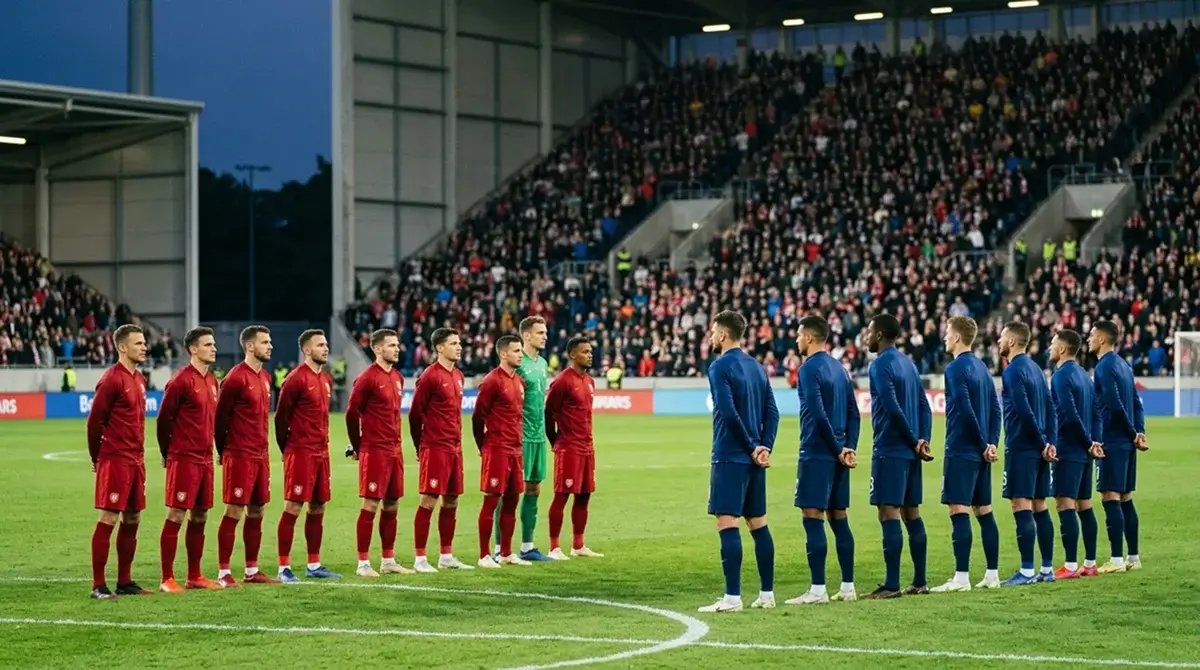 Norjan ja Ranskan pelaajat vastakkain MM-ottelussa 2026