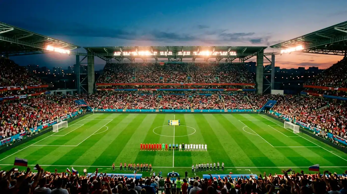 MM-kisojen pudotuspelikaavio muotoutumassa, jalkapallostadion ja katsomot 2026
